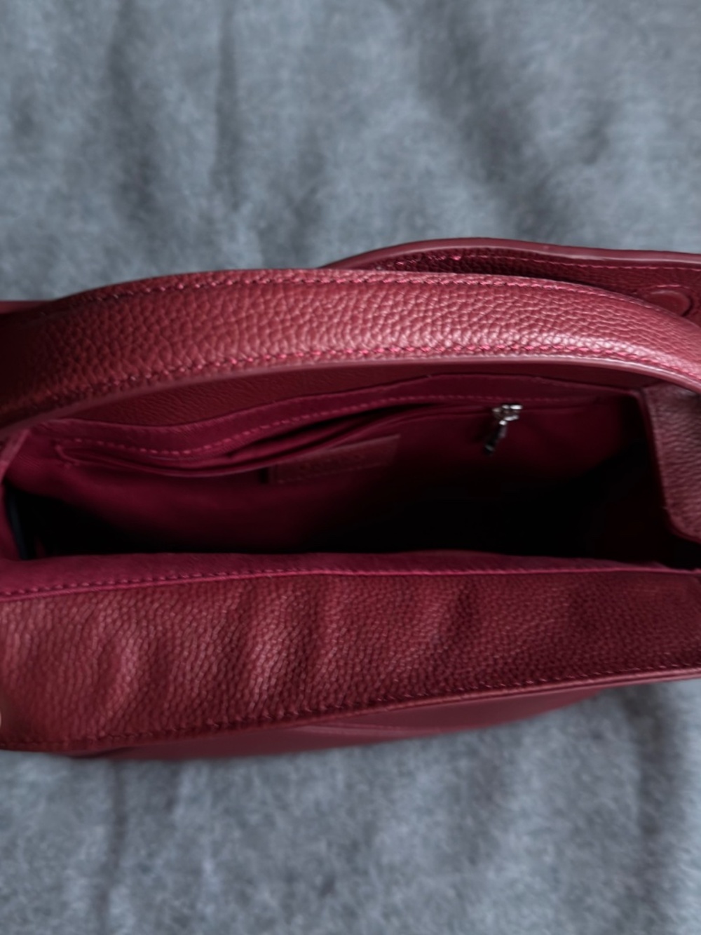 Quince Italian Leather Patchwork Crossbody | Merlot | Gently Used - Picture 4 of 7